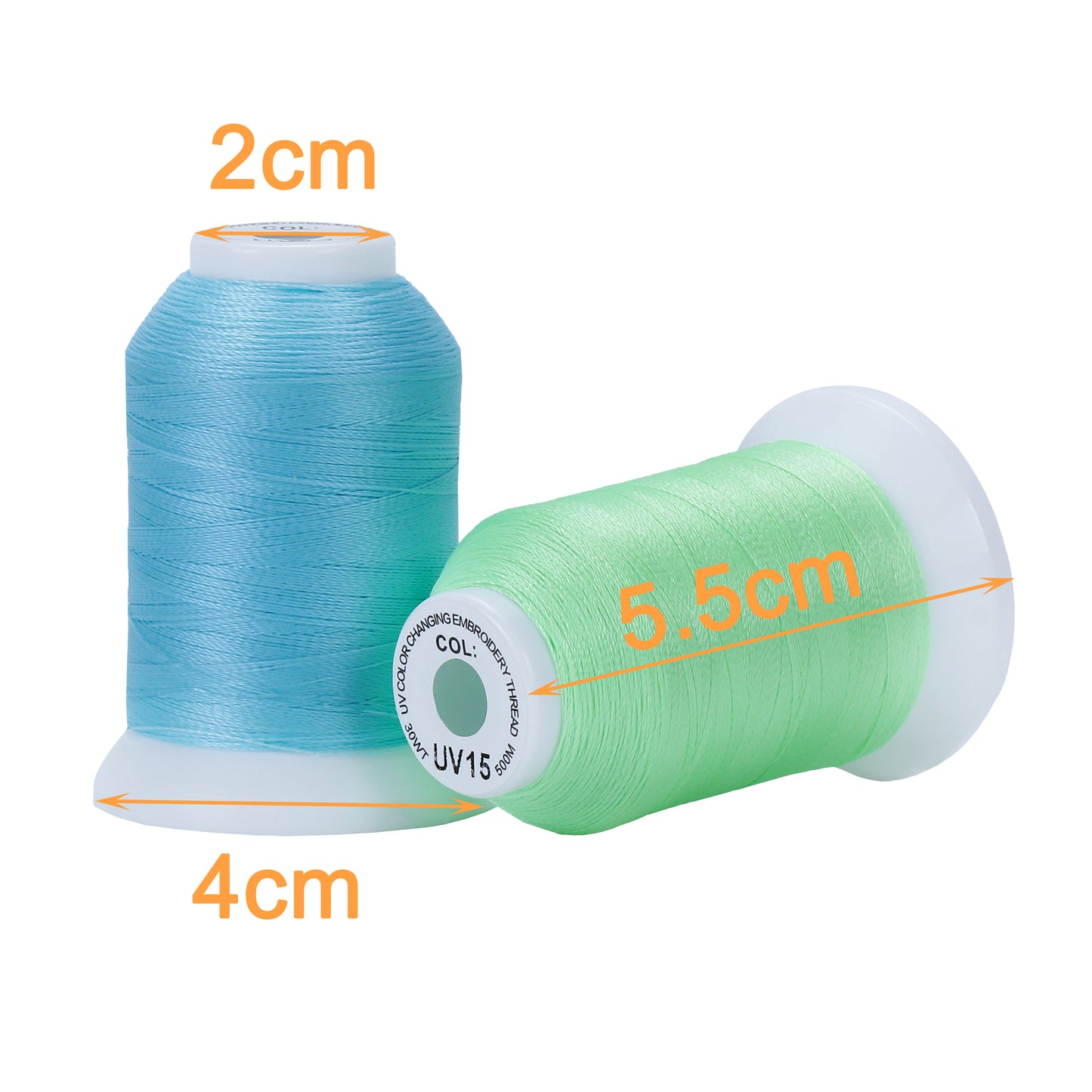 New brothread 8 Spools UV Color Changing Embroidery Machine Thread Kit 30WT 500M(550Y)