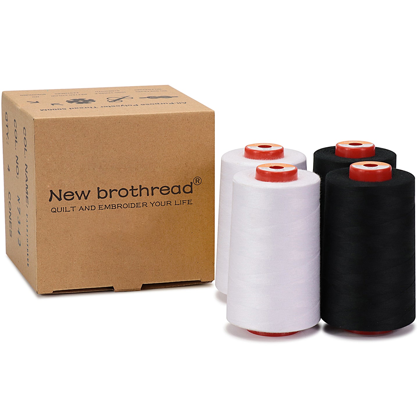 New brothread - 30 Options - Large Cones of 5500Y (5000M) Each All Purpose Spun Polyester Thread 40S/2 (Tex27) for Serger, Overlock, Quilting, Piecing and Sewing