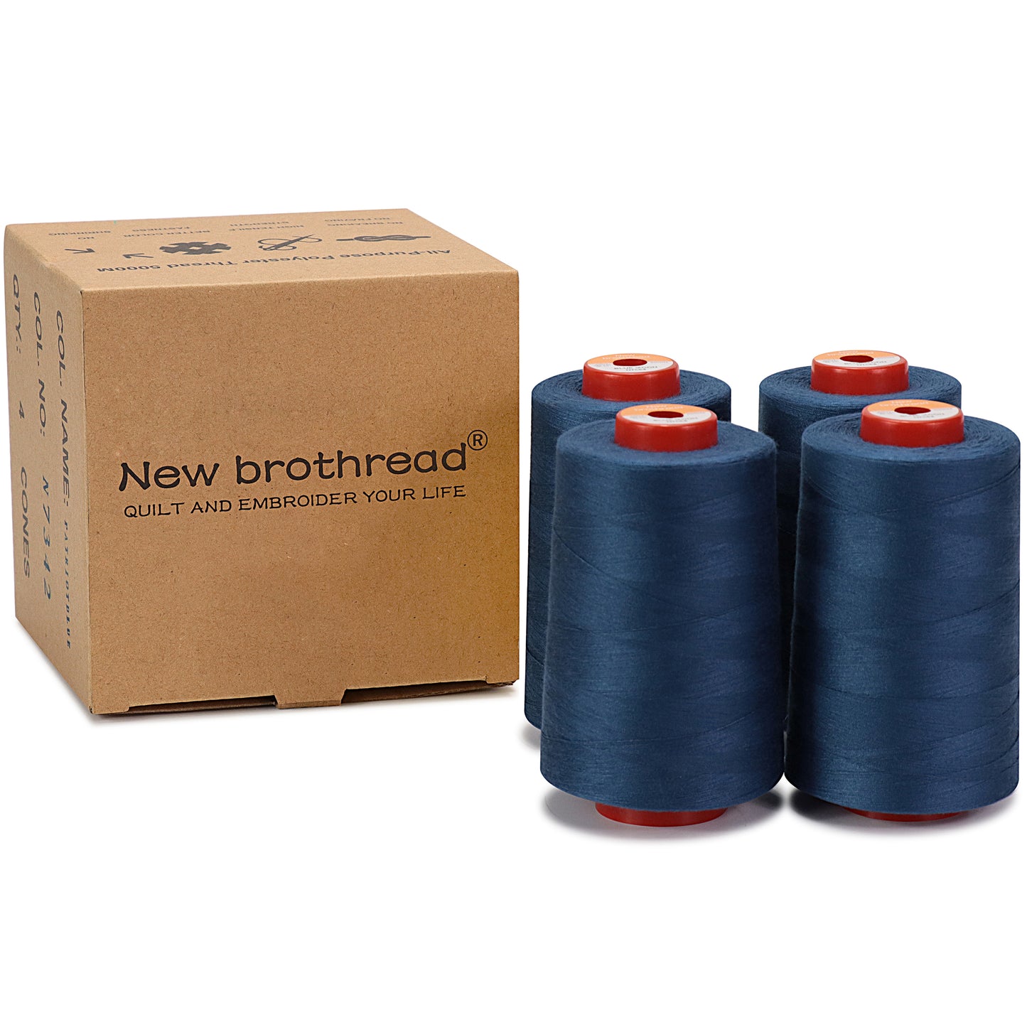 New brothread - 30 Options - Large Cones of 5500Y (5000M) Each All Purpose Spun Polyester Thread 40S/2 (Tex27) for Serger, Overlock, Quilting, Piecing and Sewing