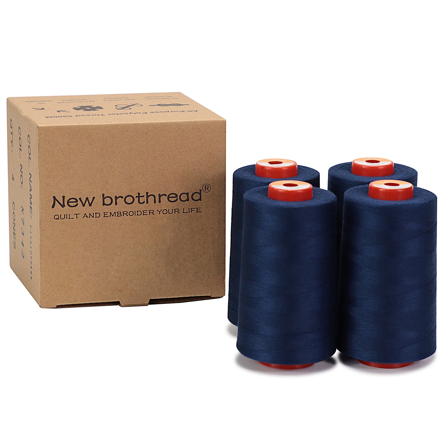 New brothread - 30 Options - Large Cones of 5500Y (5000M) Each All Purpose Spun Polyester Thread 40S/2 (Tex27) for Serger, Overlock, Quilting, Piecing and Sewing