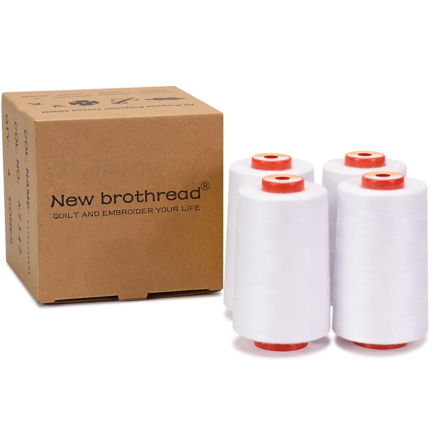 New brothread - 30 Options - Large Cones of 5500Y (5000M) Each All Purpose Spun Polyester Thread 40S/2 (Tex27) for Serger, Overlock, Quilting, Piecing and Sewing