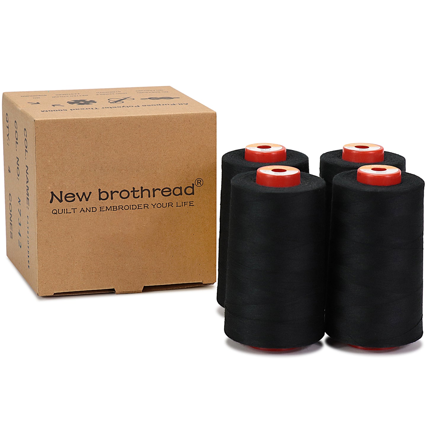 New brothread - 30 Options - Large Cones of 5500Y (5000M) Each All Purpose Spun Polyester Thread 40S/2 (Tex27) for Serger, Overlock, Quilting, Piecing and Sewing