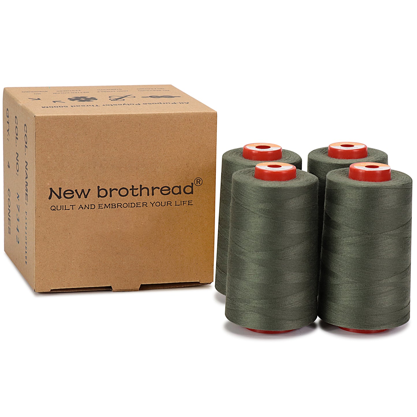 New brothread - 30 Options - Large Cones of 5500Y (5000M) Each All Purpose Spun Polyester Thread 40S/2 (Tex27) for Serger, Overlock, Quilting, Piecing and Sewing