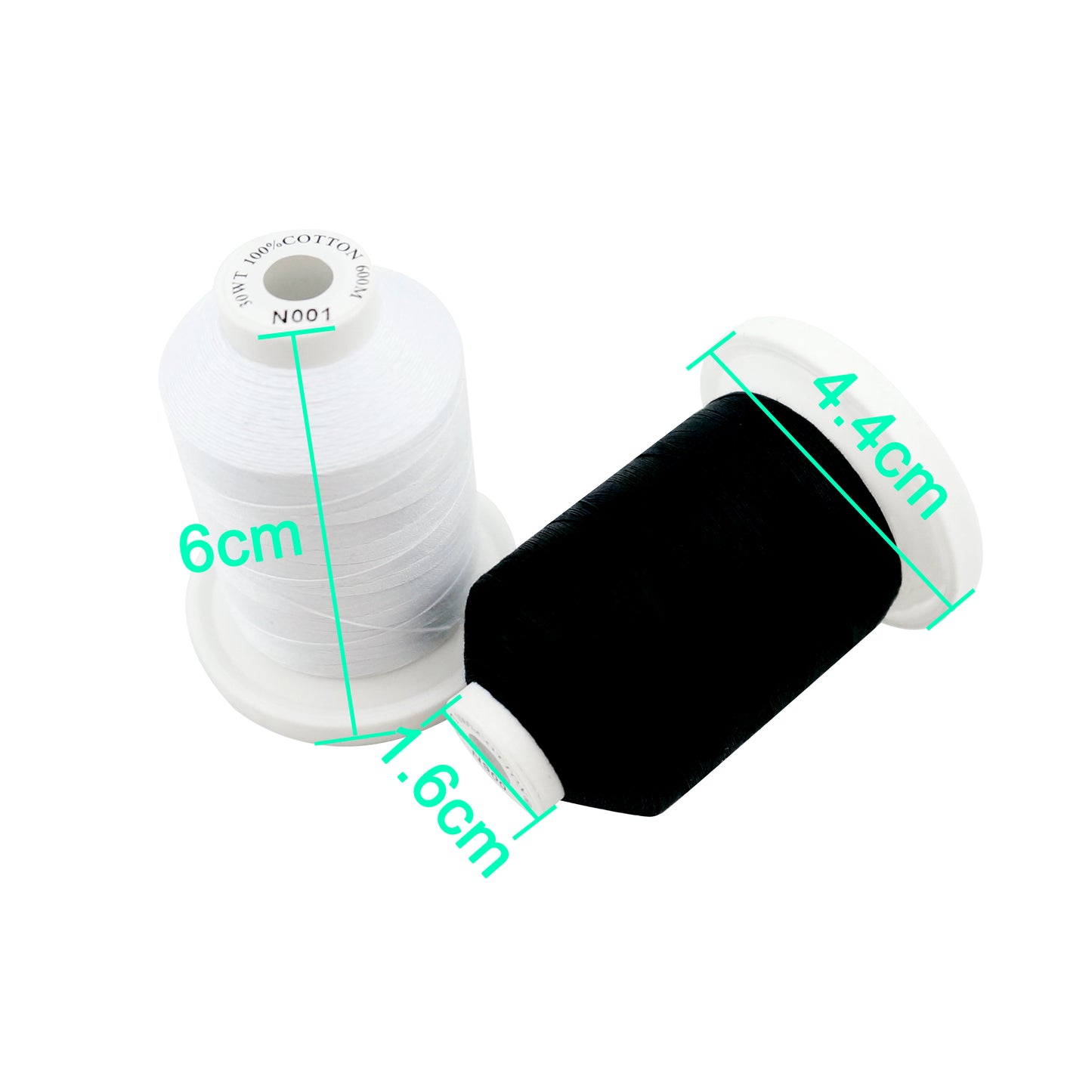 New brothread 5 White+5 Black Colors Multi-Purpose 100% Mercerized Cotton Threads 30WT(50S/3) 600M(660Y) Each Spool