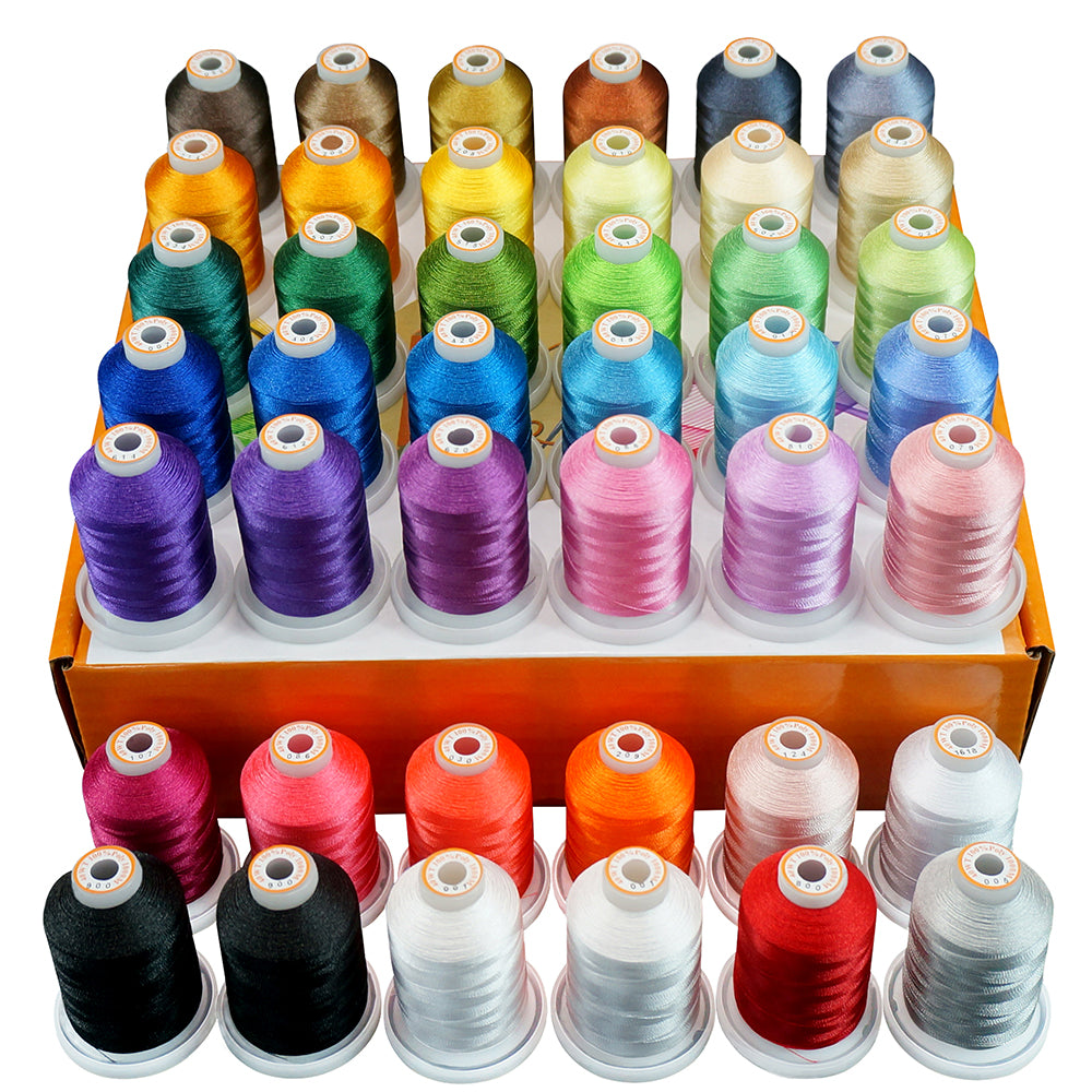New Brothread 42 Spools 1000M (1100Y) Polyester Embroidery Machine Thread Kit for Professional Embroiderer and Beginner