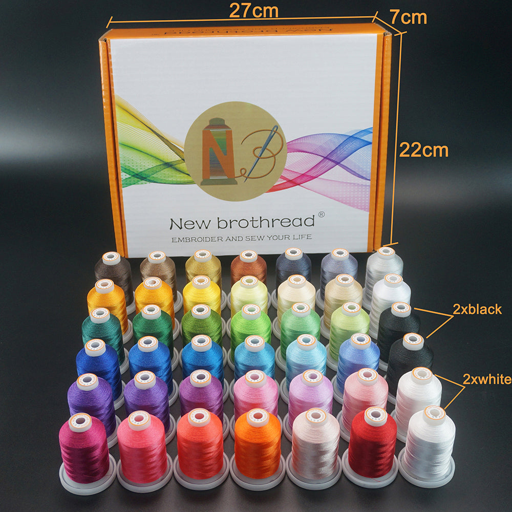 New Brothread 42 Spools 1000M (1100Y) Polyester Embroidery Machine Thread Kit for Professional Embroiderer and Beginner