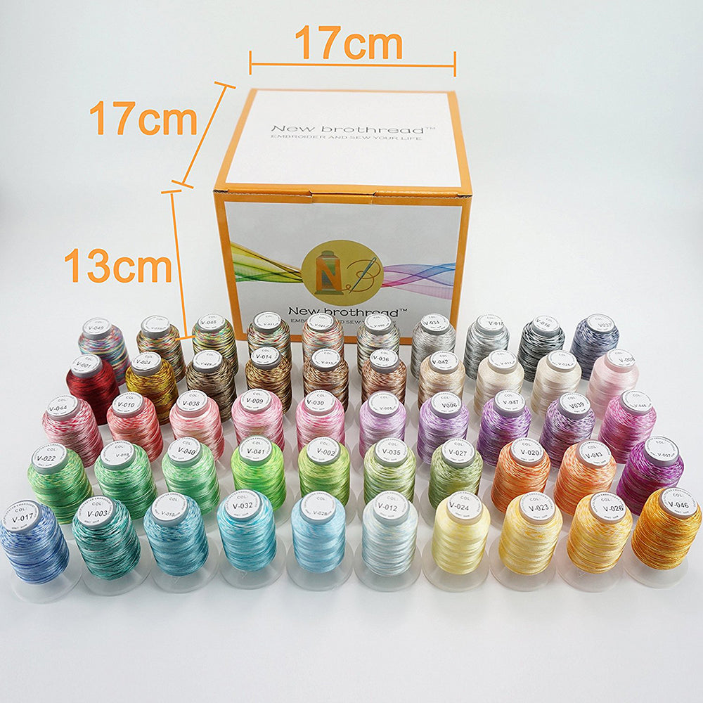 New Brothread 50 Colors Variegated Polyester Embroidery Machine Thread Kit 500M