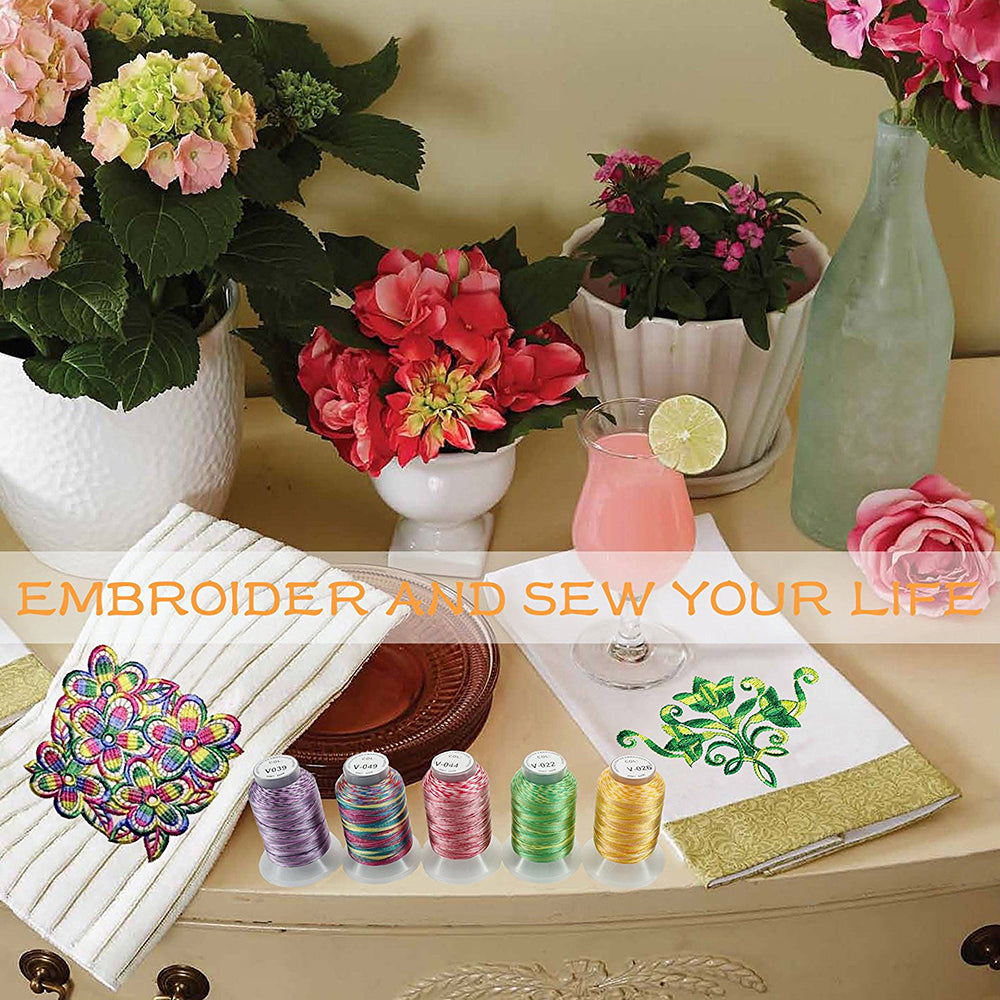 New Brothread 50 Colors Variegated Polyester Embroidery Machine Thread Kit 500M