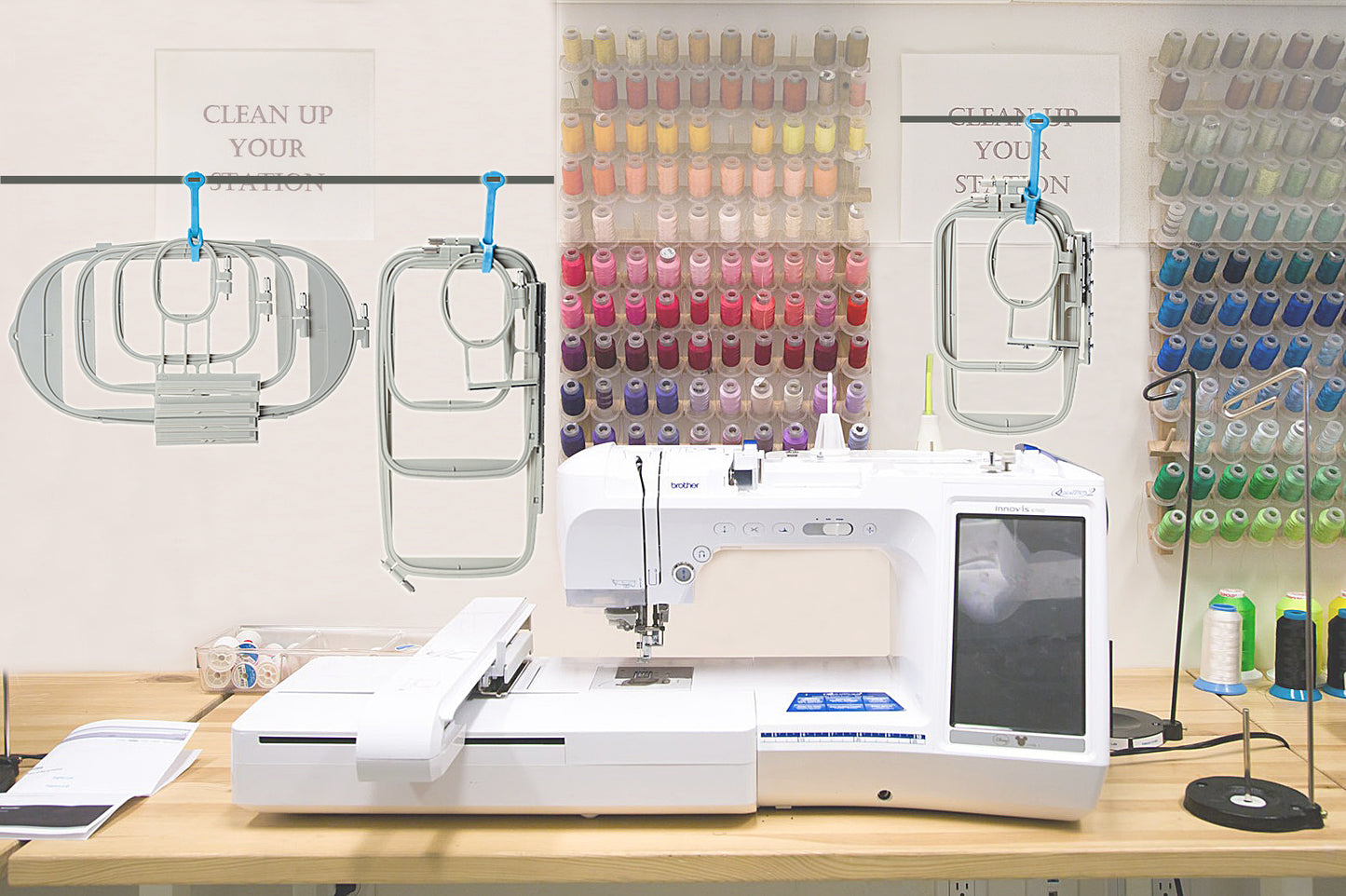 New brothread Embroidery Machine Hoop 4 in 1 Set (SA442+SA443+SA444+SA445) for Brother PE800 PE780D PE770 PE700 PE750D SE1900 SE1800 Innovis 1250D/1200/1000 Babylock Accord /Emore /Ellure /Ellure Plus