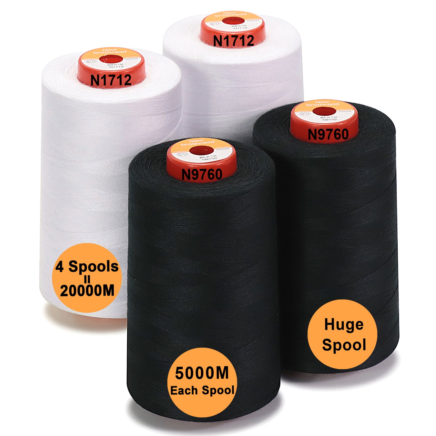 New brothread - 30 Options - Large Cones of 5500Y (5000M) Each All Purpose Spun Polyester Thread 40S/2 (Tex27) for Serger, Overlock, Quilting, Piecing and Sewing