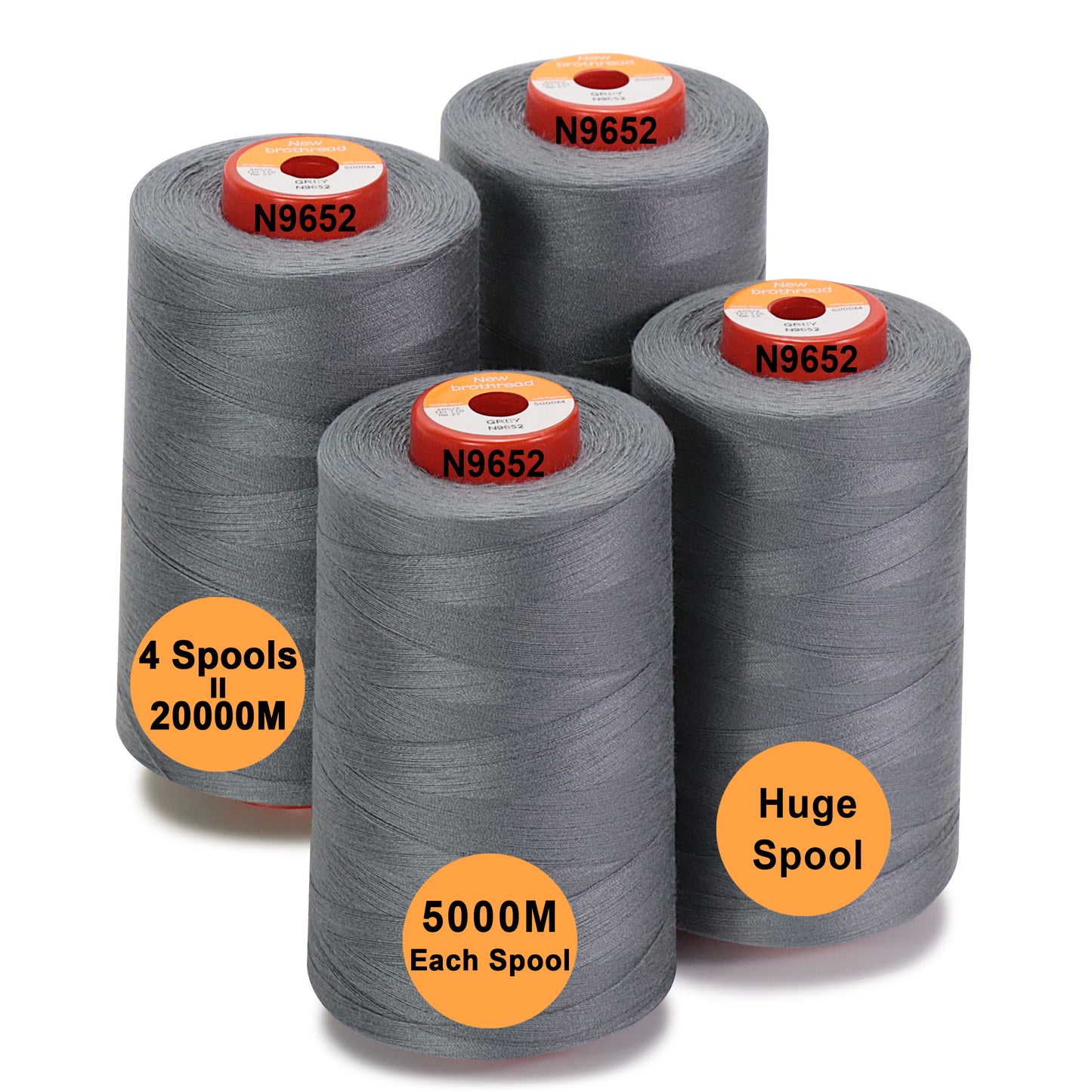 New brothread - 30 Options - Large Cones of 5500Y (5000M) Each All Purpose Spun Polyester Thread 40S/2 (Tex27) for Serger, Overlock, Quilting, Piecing and Sewing