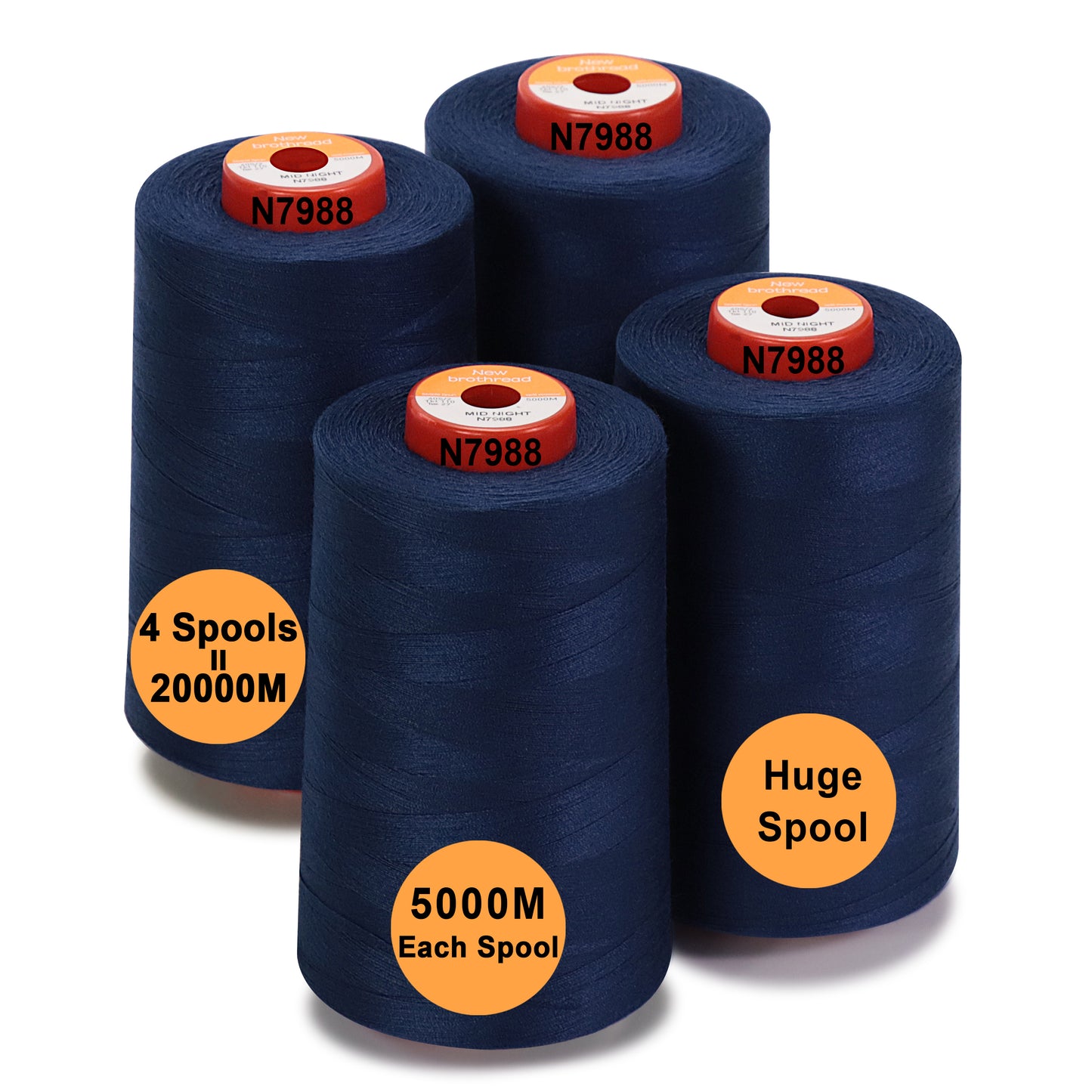 New brothread - 30 Options - Large Cones of 5500Y (5000M) Each All Purpose Spun Polyester Thread 40S/2 (Tex27) for Serger, Overlock, Quilting, Piecing and Sewing