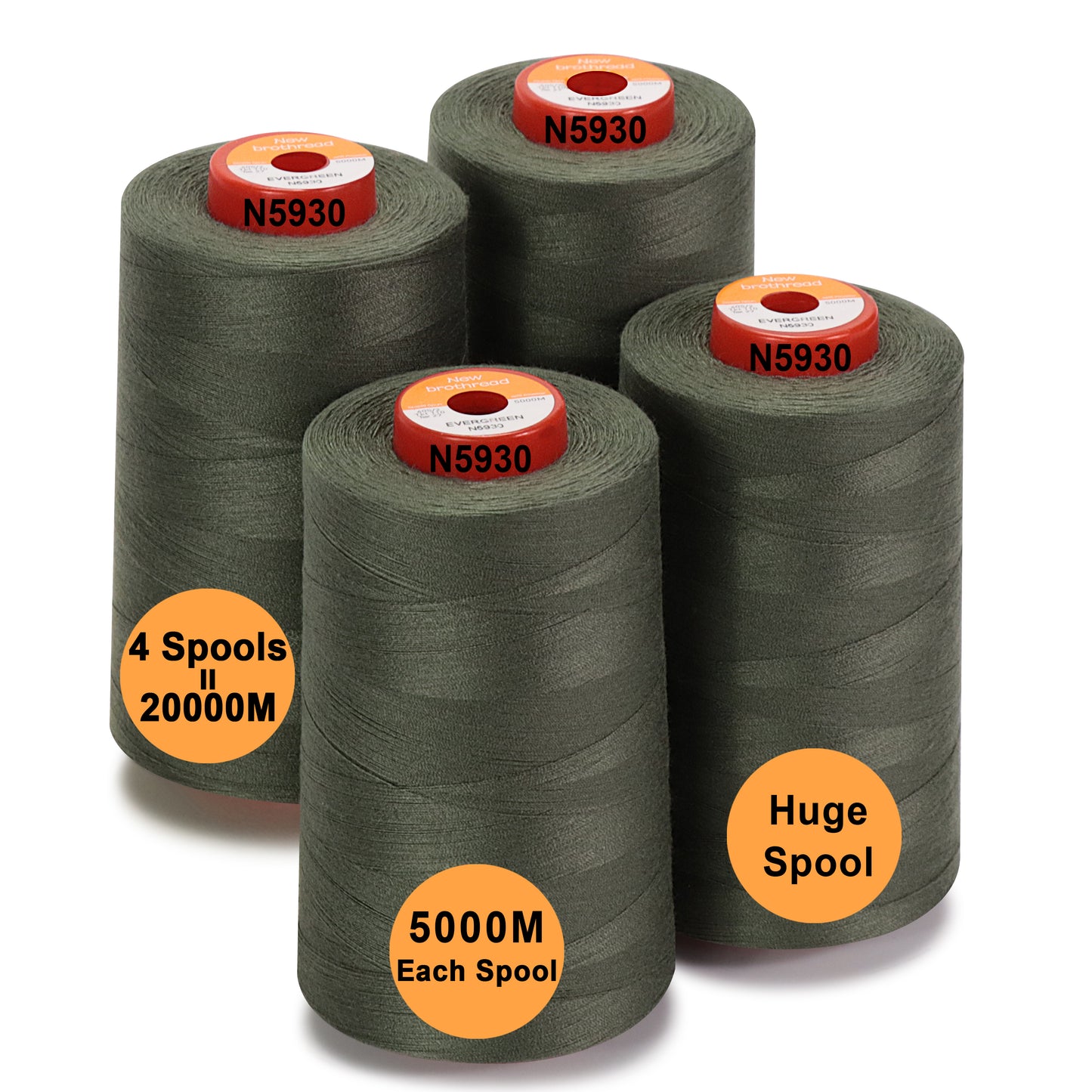 New brothread - 30 Options - Large Cones of 5500Y (5000M) Each All Purpose Spun Polyester Thread 40S/2 (Tex27) for Serger, Overlock, Quilting, Piecing and Sewing