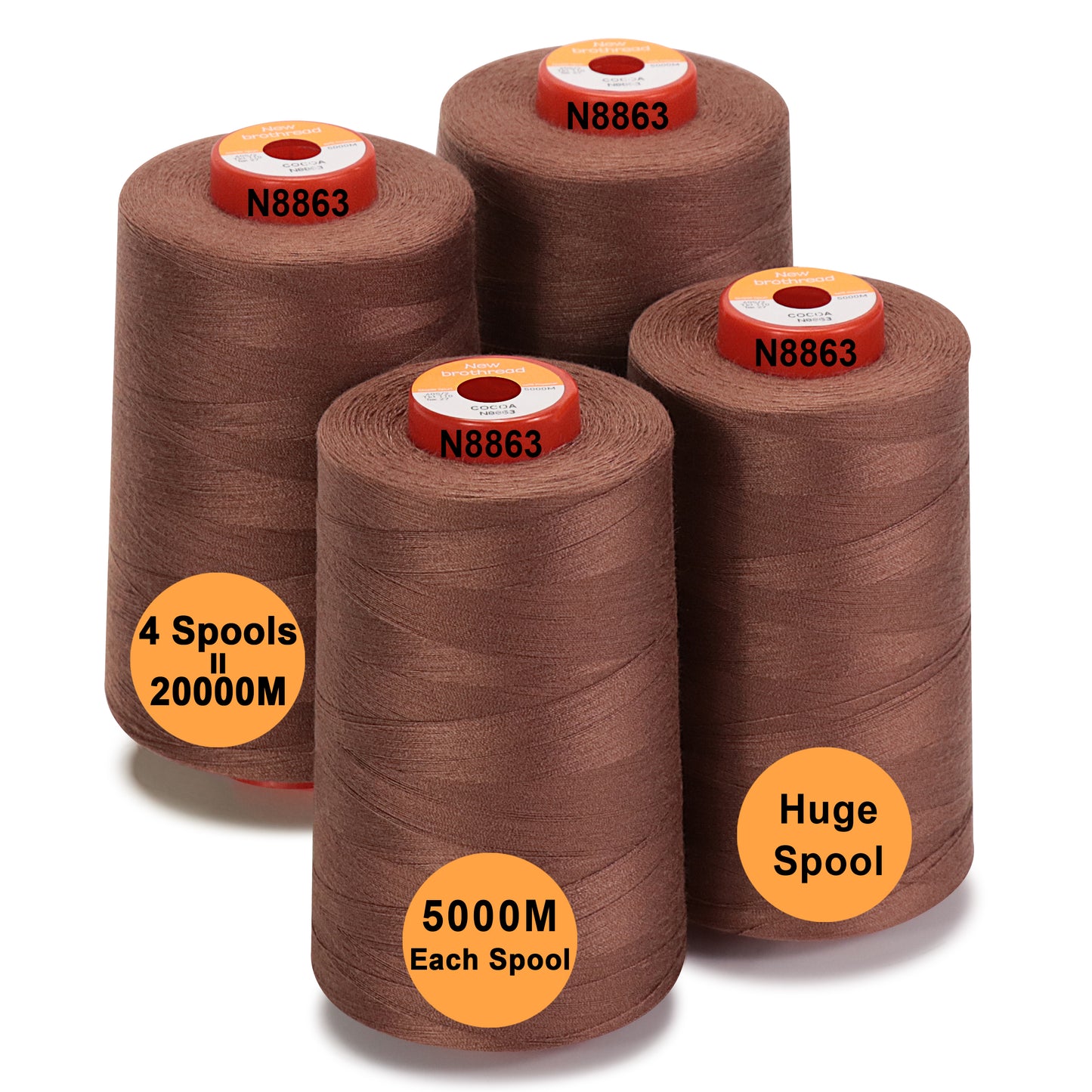 New brothread - 30 Options - Large Cones of 5500Y (5000M) Each All Purpose Spun Polyester Thread 40S/2 (Tex27) for Serger, Overlock, Quilting, Piecing and Sewing