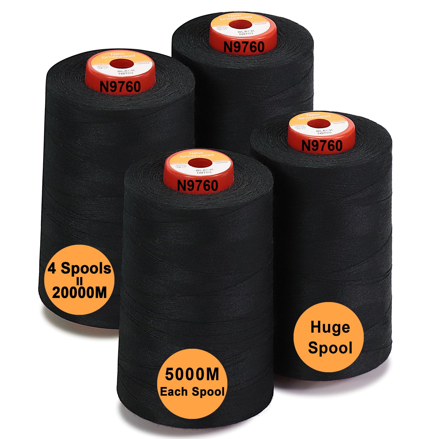 New brothread - 30 Options - Large Cones of 5500Y (5000M) Each All Purpose Spun Polyester Thread 40S/2 (Tex27) for Serger, Overlock, Quilting, Piecing and Sewing