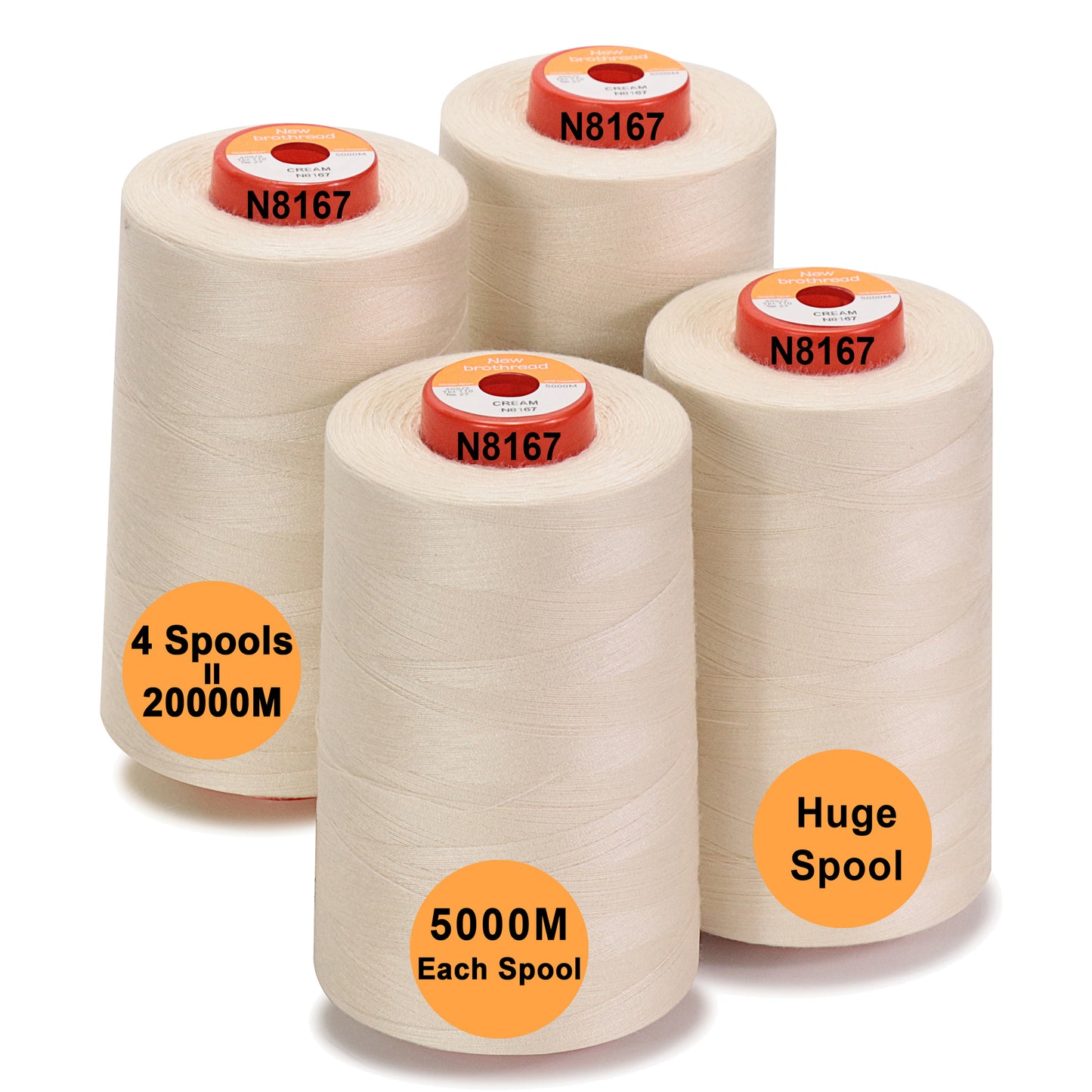 New brothread - 30 Options - Large Cones of 5500Y (5000M) Each All Purpose Spun Polyester Thread 40S/2 (Tex27) for Serger, Overlock, Quilting, Piecing and Sewing
