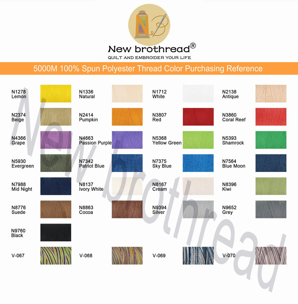 New brothread - 30 Options - Large Cones of 5500Y (5000M) Each All Purpose Spun Polyester Thread 40S/2 (Tex27) for Serger, Overlock, Quilting, Piecing and Sewing