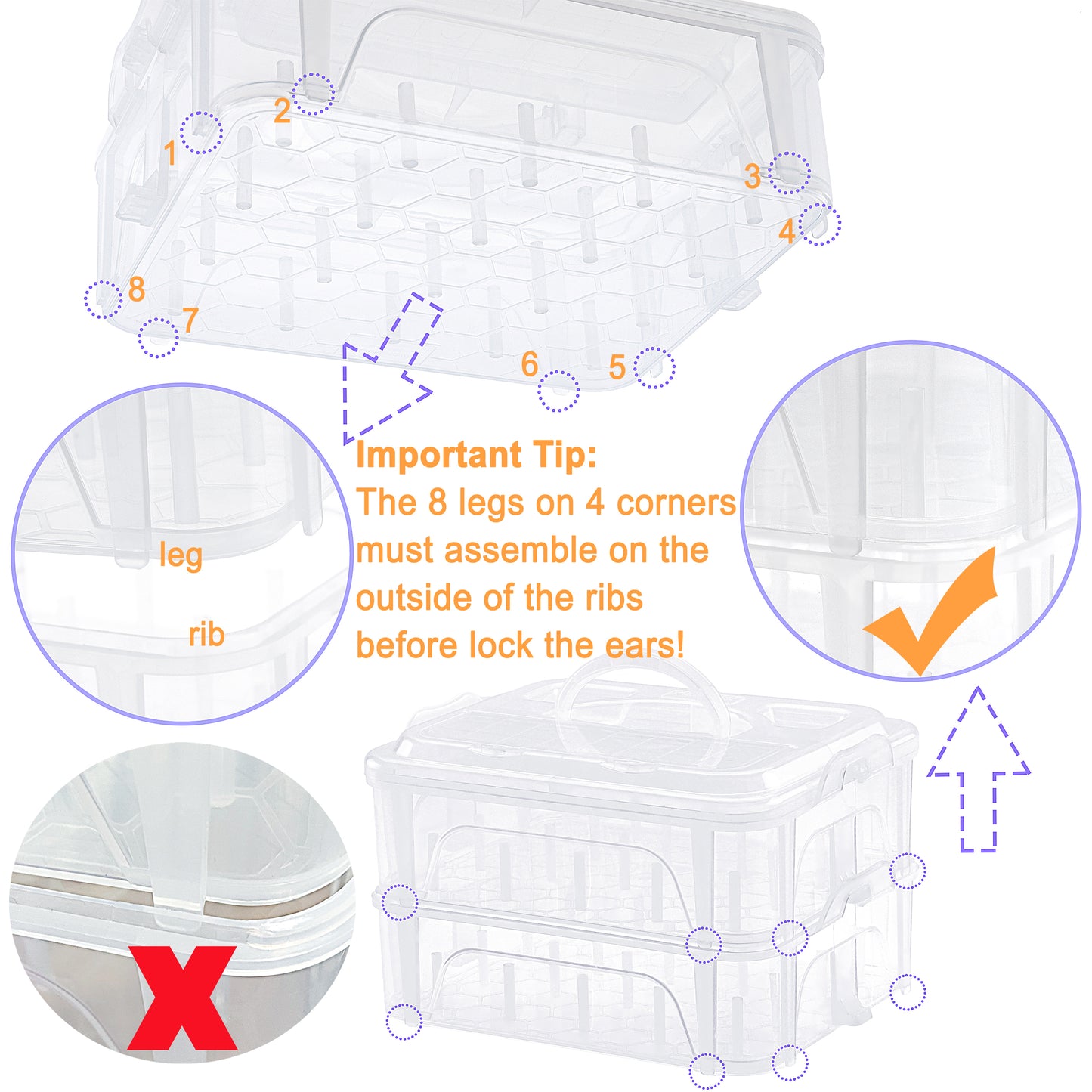 New brothread Stackable Clear Storage Box/Organizer for Holding Thread Spools Home Embroidery & Sewing Thread and Other Embroidery Sewing Crafts (Spool Size Requirement: H≤2.2"; W≤1.69")