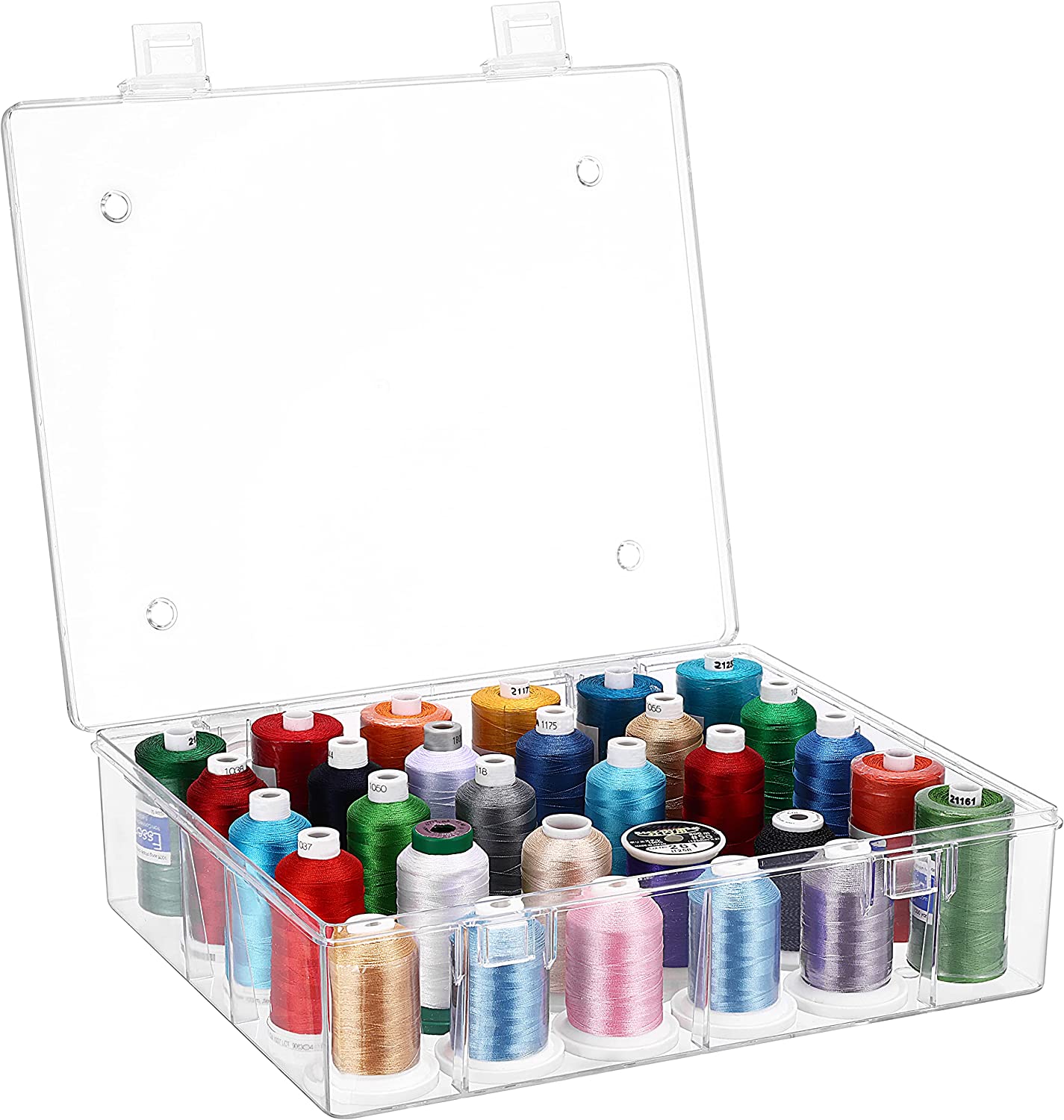 New brothread Tall and Clear Storage Box/Organizer for Holding 30 Spools Home Embroidery & Cotton Thread Spool Compatible with Tall Thread Spool from Isacord/Floriani/Madeira/Glide/RA/ConnectingThread
