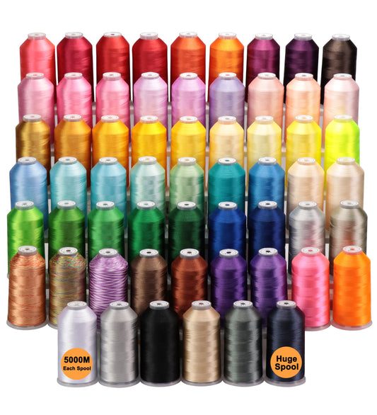 New brothread 100% Polyester with High Sheen Embroidery Thread, 5000M, 40WT(120D/2) 150+ Colors Selected for Commercial Multi Needles and Single Needle Embroidery Machine