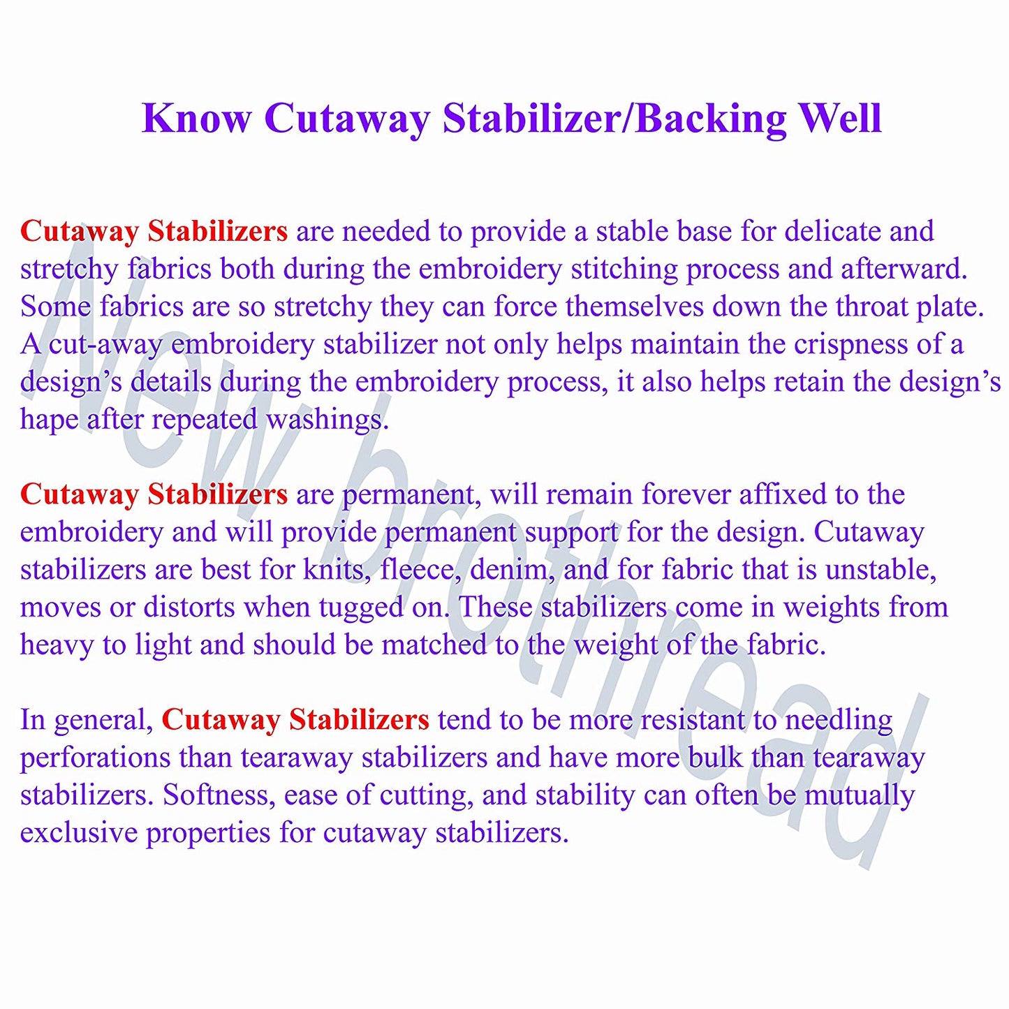 New brothread Cut Away Machine Embroidery Stabilizer Backing Precut Sheets - Medium Weight 2.5oz