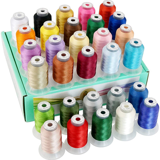New brothread 30 Colors Polyester Embroidery Machine Thread Kit 500M (550Y) Each Spool - Colors Compatible with Janome and Robison-Anton Colors