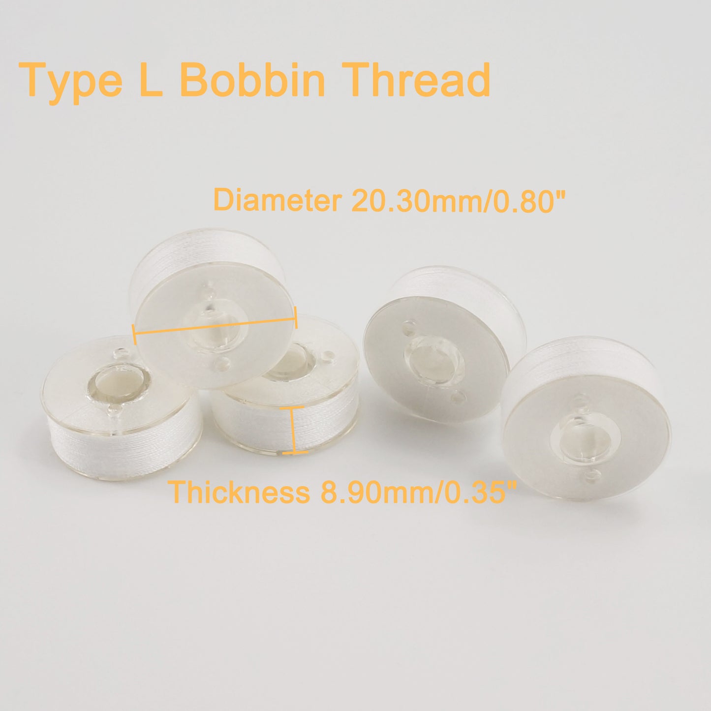 New brothread 144pcs White 60S/2(90WT) Prewound Bobbin Thread Plastic Size L SA155 for Embroidery & Sewing Machine Polyester Thread