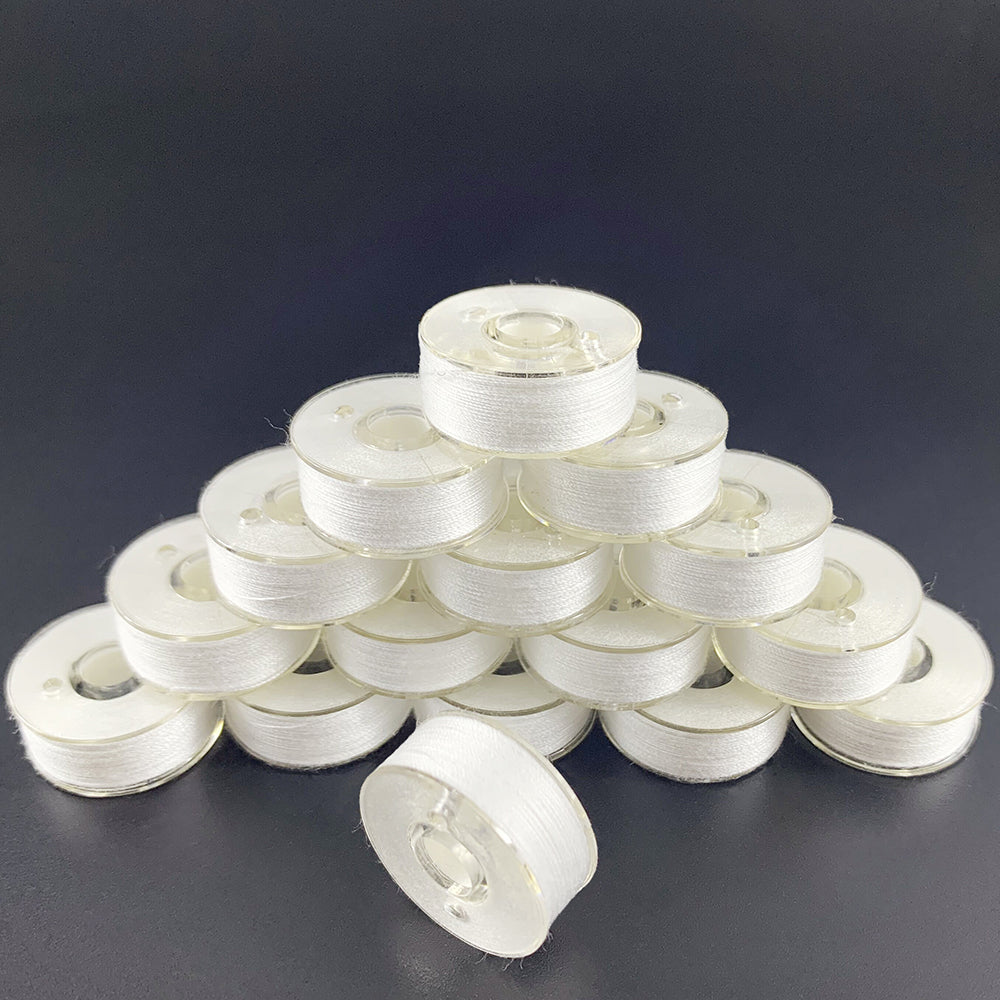 New brothread 144pcs White 60S/2(90WT) Prewound Bobbin Thread Plastic Size L SA155 for Embroidery & Sewing Machine Polyester Thread