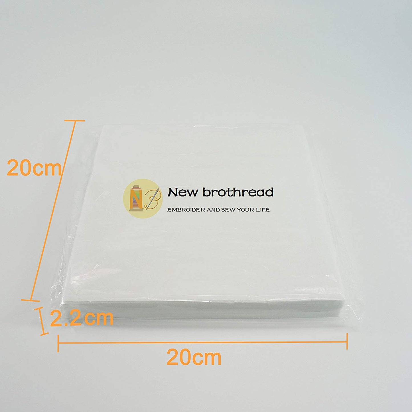 New brothread Tear Away Machine Embroidery Stabilizer Backing 8"x8" - 100 Precut Sheets - Medium Weight 1.8oz