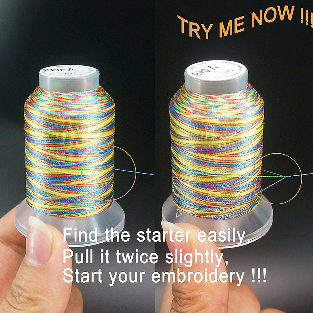 New Brothread 12 Colors Variegated Polyester Embroidery Machine Thread Kit 500M
