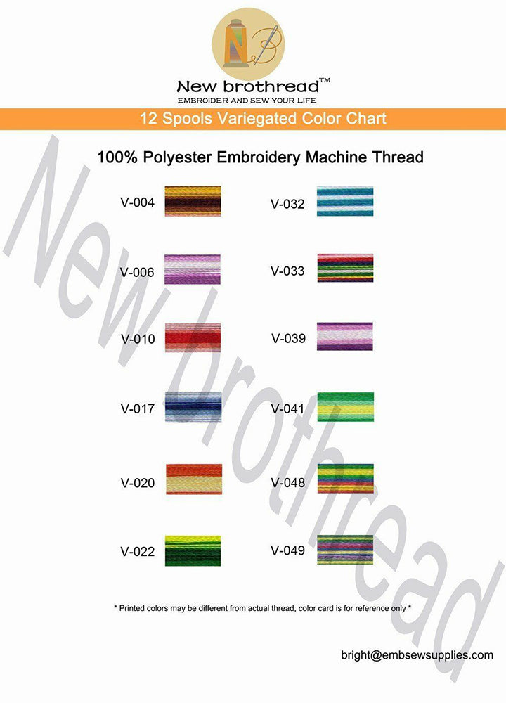 New Brothread 12 Colors Variegated Polyester Embroidery Machine Thread Kit 500M