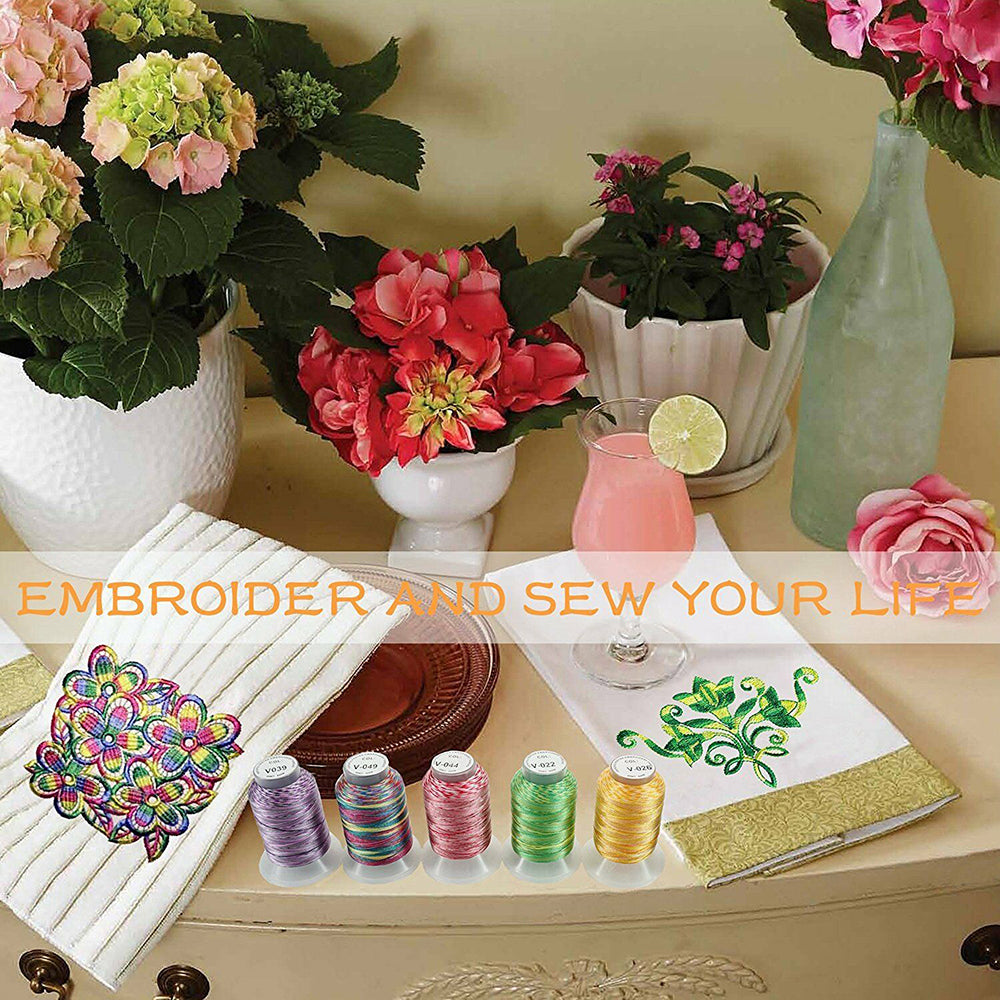 New Brothread 12 Colors Variegated Polyester Embroidery Machine Thread Kit 500M