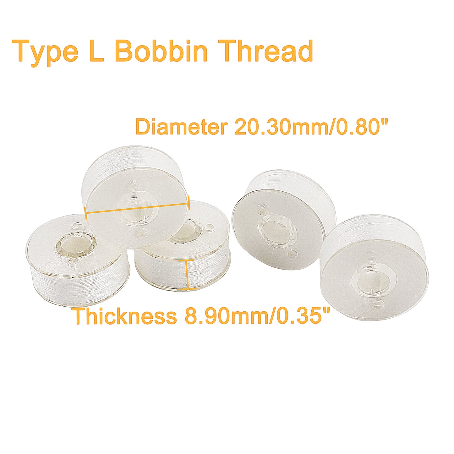 New brothread 144pcs White 60S/2(90WT) Prewound Bobbin Thread Plastic Size L SA155 for Embroidery & Sewing Machine Polyester Thread
