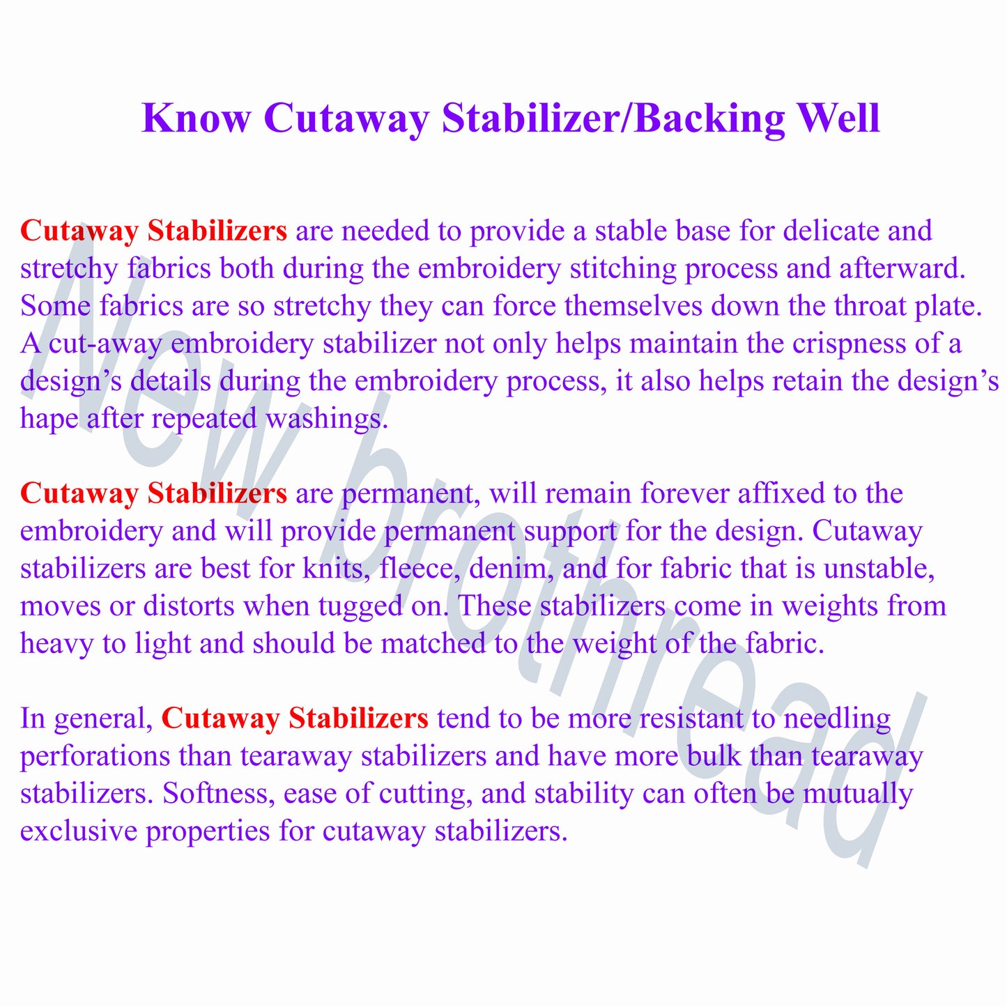 New brothread Cut Away Machine Embroidery Stabilizer Backing - Medium Weight 2.5 Ounce