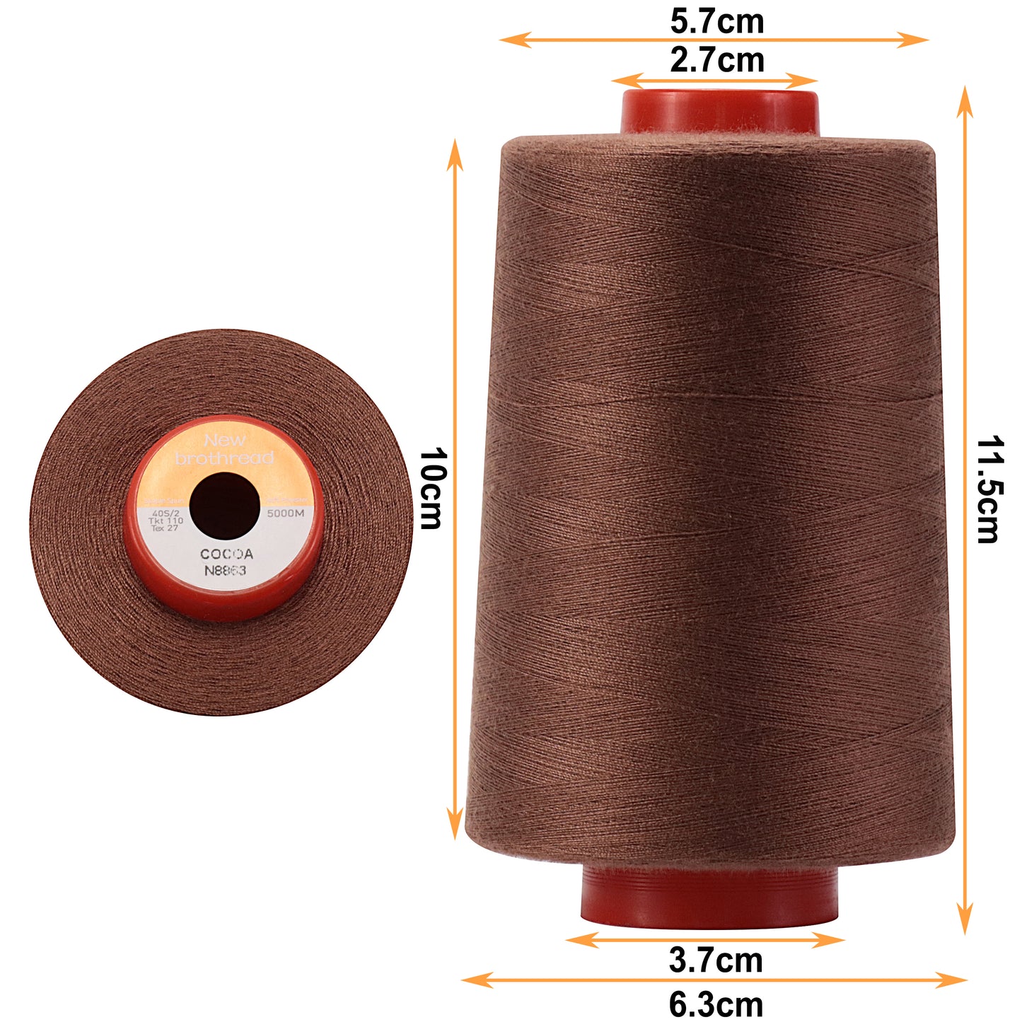 New brothread - 30 Options - Large Cones of 5500Y (5000M) Each All Purpose Spun Polyester Thread 40S/2 (Tex27) for Serger, Overlock, Quilting, Piecing and Sewing