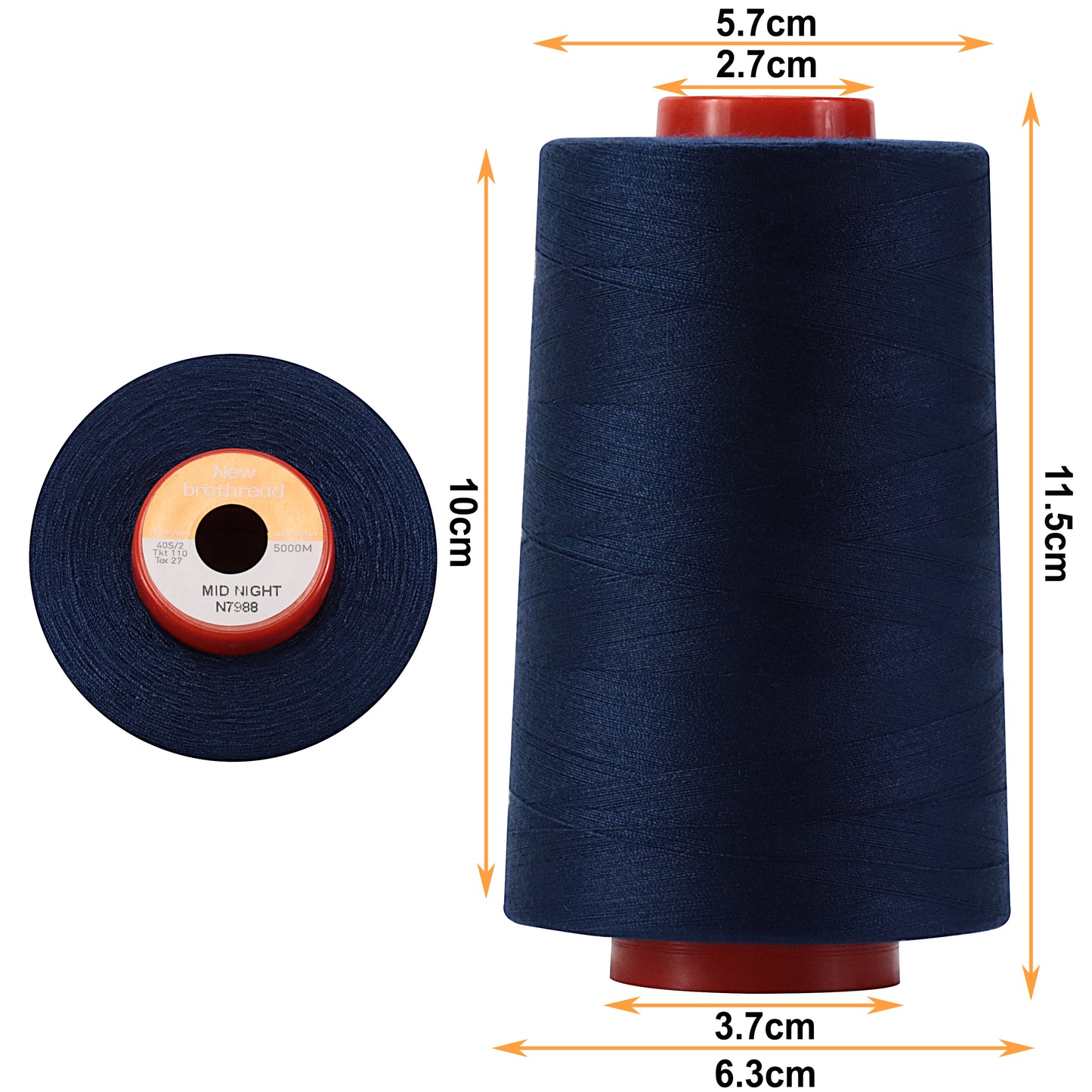New brothread - 30 Options - Large Cones of 5500Y (5000M) Each All Purpose Spun Polyester Thread 40S/2 (Tex27) for Serger, Overlock, Quilting, Piecing and Sewing