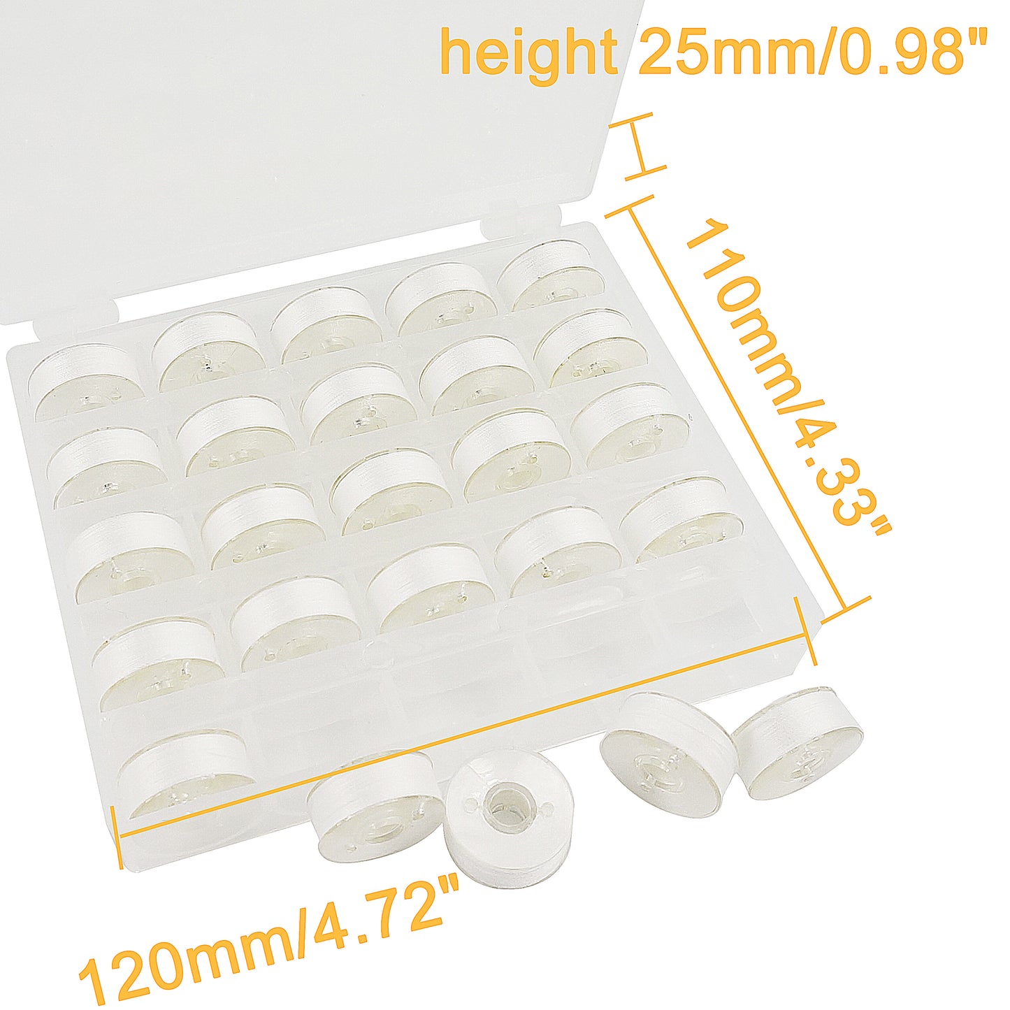 New brothread 144pcs White 60S/2(90WT) Prewound Bobbin Thread Plastic Size L SA155 for Embroidery & Sewing Machine Polyester Thread