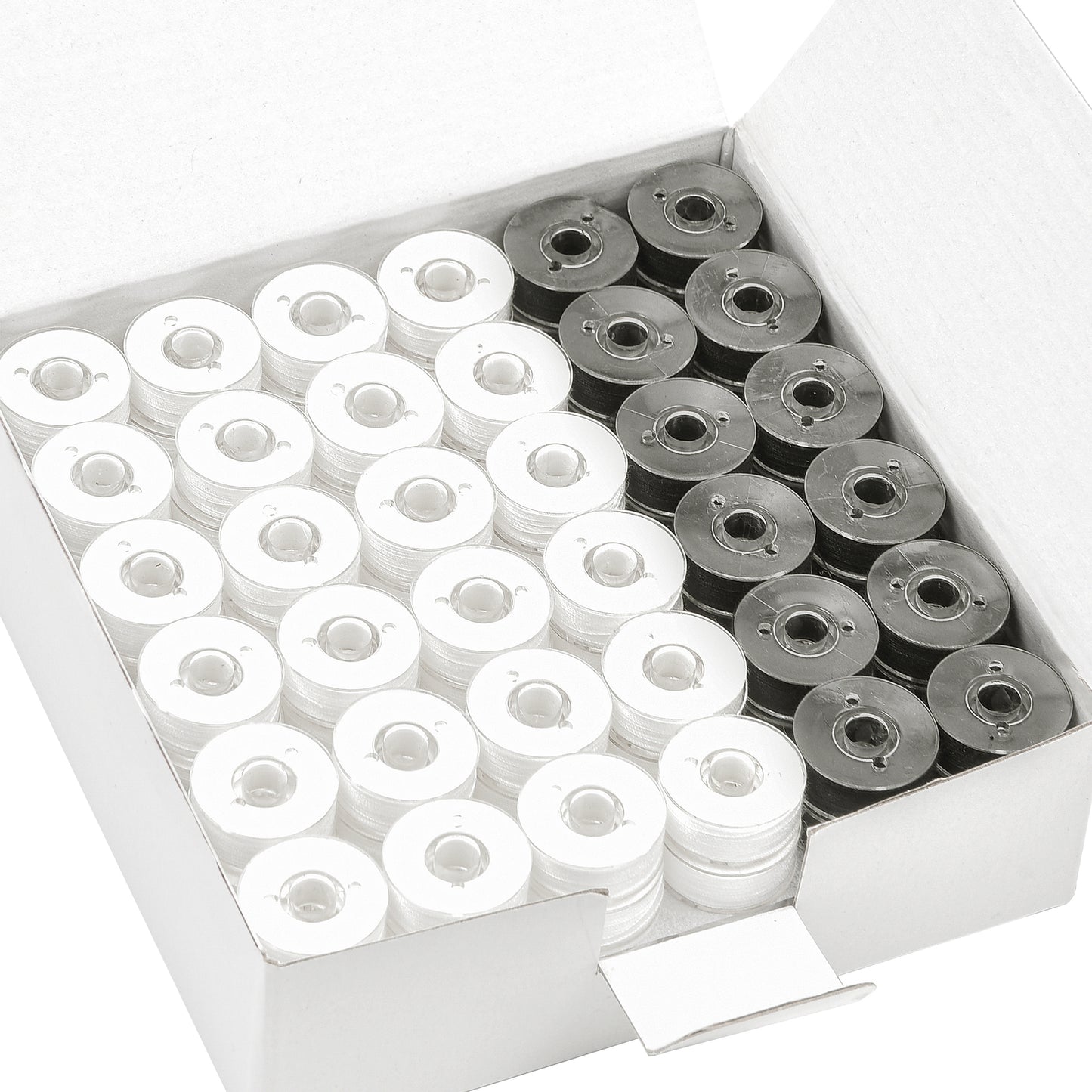 New brothread 144pcs White 60S/2(90WT) Prewound Bobbin Thread Plastic Size L SA155 for Embroidery & Sewing Machine Polyester Thread