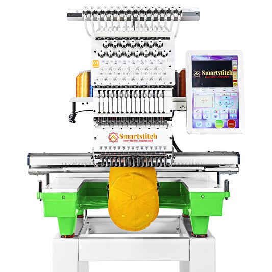 Smartstitch Embroidery Machine S1501, 15 Needles, Max Speed 1200RPM, Commercial Embroidery Machine for Hats and Clothing with 13.8"x19.7" Embroidery Area
