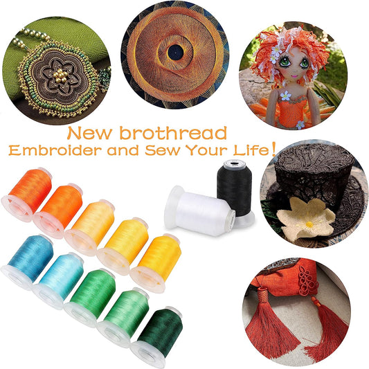 New Brothread 20 Colors Metallic Embroidery Machine Thread Kit 500M (550Y)  Each