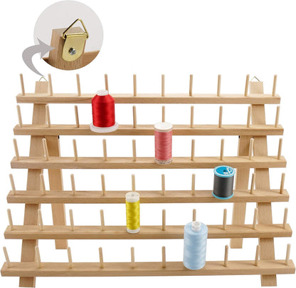 New brothread 60 Spulen Holz Fadenhalter/Garnhalter/Fadenspulen Organizer mit Haken zum Aufhängen für Stickerei, Quilten, Nähen, Haare Flechten