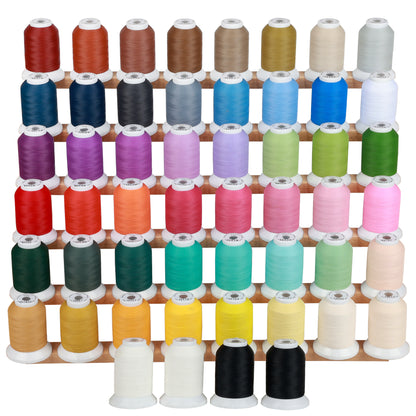 100% Frosted Matt Embroidery Machine Thread 52 Spools 40WT Each Spool 500M (550Y) for Brother Babylock Janome Singer Pfaff Husqvarna Bernina Embroidery and Sewing Machines-Made by New brothread