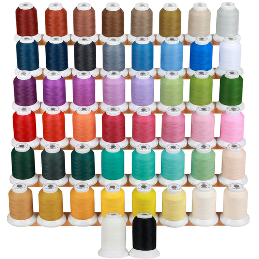 60WT Matt Embroidery Machine Thread 50 Colors Each Spool 600M (660Y) for Embroidering with Sharp Contours, Logos, Fine Lettering, Small Details etc.-Made by New brothread