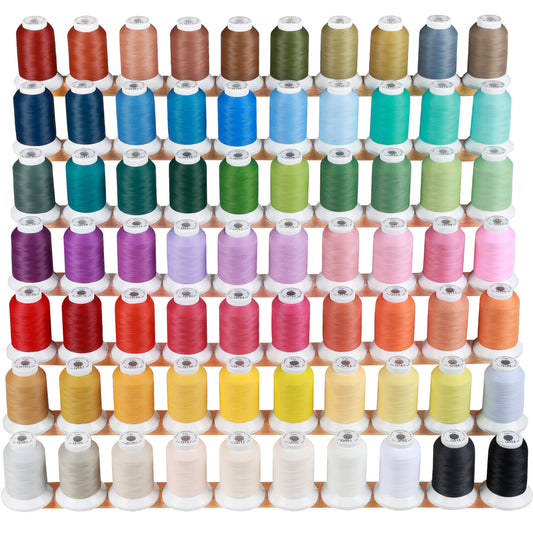60WT Matt Embroidery Machine Thread 70 Colors Each Spool 600M (660Y) for Embroidering with Sharp Contours, Logos, Fine Lettering, Small Details etc.-Made by New brothread
