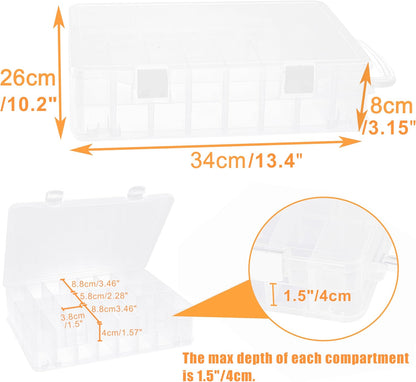 New brothread Double-Sided Storage Organizer/Box with Total 48 Adjustable Compartments, Removable Dividers For Embroidery and Sewing Threads, Embroidery Floss, Needles, Beads, Small Crafts  & Toys