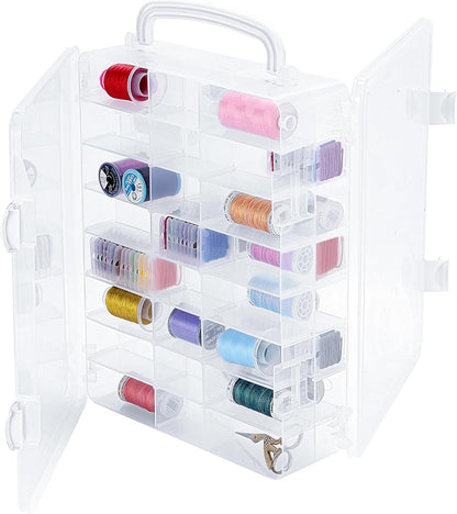 New brothread Double-Sided Storage Organizer/Box with Total 48 Adjustable Compartments, Removable Dividers For Embroidery and Sewing Threads, Embroidery Floss, Needles, Beads, Small Crafts  & Toys