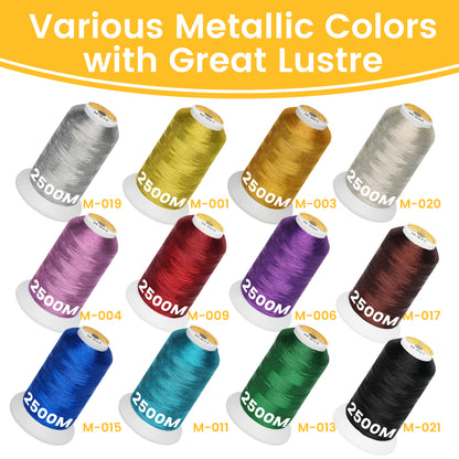 New brothread Single Huge Spool Metallic Embroidery Machine Thread 2500M (2735Y) Each for Commercial and Domestic Embroidery Machines
