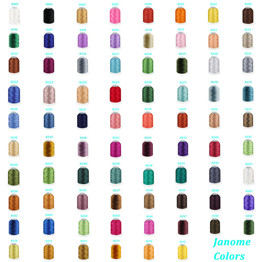 New brothread Single Huge Spool 1000M Each Polyester Embroidery Machine Thread 40WT - Janome Colors