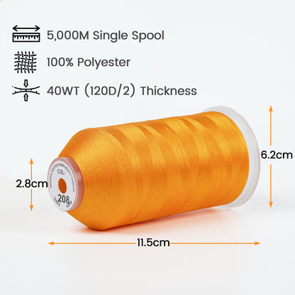New Brothread 40WT Poly Thread | 5000M per Spool | Includes Brother & Variegated Colors for Commercial/Home Use