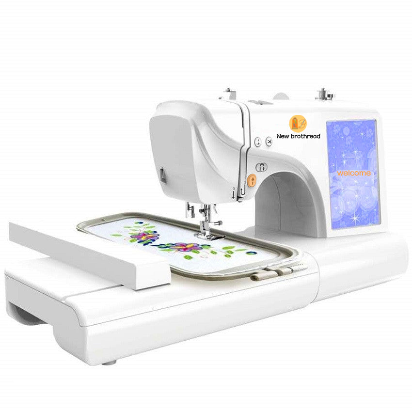 New brothread Advanced 7-inch Large Color Screen Embroidery Machine, 160 Built-in Patterns, 9"x5" Max Embroidery Area, Precision for Stunning, Letters, Pattern Combination Function